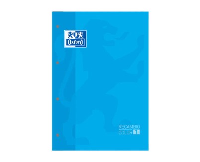 Oxford School Classic Recambio Encolado A4 80 Hojas Cuadricula 5x5 - Recuadro del Color de la Tapa - Tapa Color Turquesa