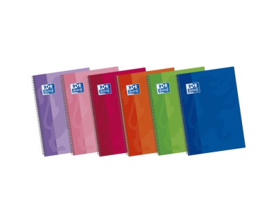 Oxford School Classic Write&Erase F&ordm; Cuaderno Espiral - Tapa Extradura - Liso - 80 Hojas - Colores Surtidos