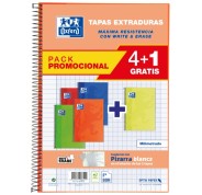 Oxford School Classic Write&Erase Pack de 5 Cuadernos Espiral Tapa Extradura - Tamaño Folio - Milimetrado con Margen - 80 Hojas - Colores Surtidos