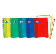 Oxford School Touch A5+ Europeanbook Libreta Espiral 120 Hojas Cuadricula 5x5 con Bandas de Color - Tapa Extradura con Tacto Suave - Colores Surtidos