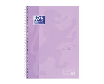 Oxford School Touch Europeanbook 1 Cuaderno A4+ 80 Hojas Microperforadas Cuadricula 5x5mm - Tapa Extradura - Color Malva Pastel