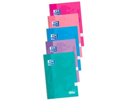 Oxford School Write&Erase Cuaderno Espiral 80 Hojas Cuadricula 4x4 con Margen - Tapa Extradura - Colores Surtidos