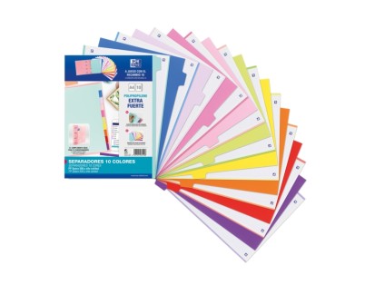 Oxford Strongline A4 Separadores - 10 Posiciones - Colores Diferentes - 4 Taladros - Plastico Opaco - 500 Micras
