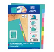 Oxford Strongline A4 Separadores - 10 Posiciones de Diferentes Colores - 4 Taladros - Cartulina 200gr