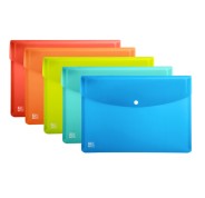 Oxford Urban A3 Sobre Portadocumentos de Plastico Rigido Translucido A3 - Capacidad hasta 40 Hojas - Cierre de Broche - Colores Surtidos