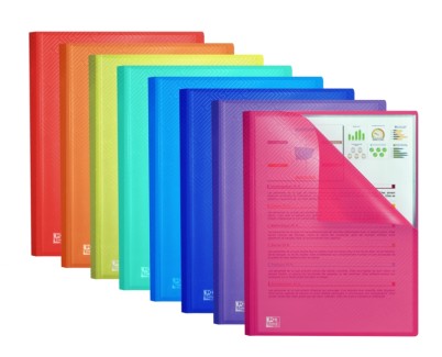 Oxford Urban A4 Carpeta de 30 Fundas Soldadas - Fundas de 50mic - Tapa de Plastico Translucido - Colores Surtidos