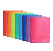 Oxford Urban A4 Carpeta de 60 Fundas con Espiral - Fundas de 50mic - Tapa de Plastico Translucido - Cierre de Gomas - Colores Surtidos