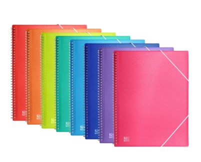 Oxford Urban A4 Carpeta de 60 Fundas con Espiral - Fundas de 50mic - Tapa de Plastico Translucido - Cierre de Gomas - Colores Surtidos