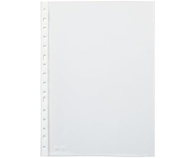 Pardo Pack de 100 Fundas Multitaladro A4 Transparentes 60 Micras - Acabado Piel de Naranja - Refuerzo en Blanco