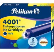 Pelikan 4001 TP/6 Pack de 6 Cartuchos - Tinta de Alta Calidad - Compatible con Plumas Estilograficas - Color Azul Real