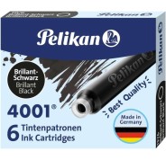 Pelikan 4001 TP/6 Pack de 6 Cartuchos - Tinta de Alta Calidad - Compatible con Plumas Estilograficas - Color Negro