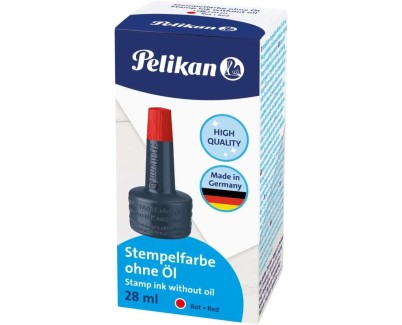 Pelikan Bote de Tinta para Tampones 28ml - Sin Aceite - Secado Rapido - Resistente al Agua - Color Rojo Intenso