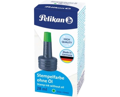 Pelikan Bote de Tinta para Tampones 28ml - Sin Aceite - Secado Rapido - Resistente al Agua - Color Verde Intenso
