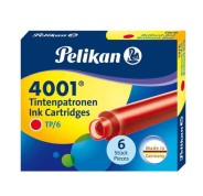 Pelikan Caja de 6 Cartuchos 4001 TP/6 - Compatible con Plumas Estilograficas Pelikan 4001 - Color Rojo