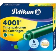 Pelikan Caja de 6 Cartuchos 4001 TP/6 - Recambio para Pluma Estilografica - Color Verde Oscuro