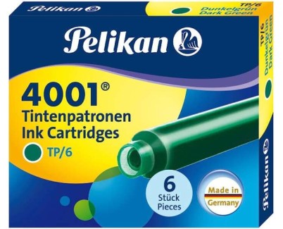 Pelikan Caja de 6 Cartuchos 4001 TP/6 - Recambio para Pluma Estilografica - Color Verde Oscuro