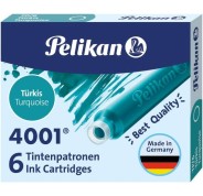 Pelikan Caja de 6 Cartuchos 4001 TP/6 - Recambio para Plumas Estilograficas - Color Azul Turquesa