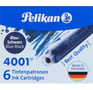 Pelikan Caja de 6 Cartuchos 4001 TP/6 - Tinta de Alta Calidad - Compatible con Plumas Estilograficas - Color Azul/Negro