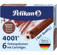 Pelikan Caja de 6 Cartuchos 4001 TP/6 Tinta de Alta Calidad - Compatible con Plumas Estilograficas - Color Marron
