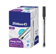 Pelikan Hang Stick Boligrafo de Bola - Trazo de 1mm - Capuchon Antiasfixia - Cuerpo Triangular Ergonomico - Gancho - Tinta a Base de Aceite - Color Negro