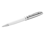 Pelikan Jazz Classic Boligrafo Retractil - Trazo de 1mm - Mecanismo de Giro - Capuchon y Clip Cromados - Recambio 337M Negro - Estuche de Regalo - Color Blanco