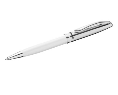 Pelikan Jazz Classic Boligrafo Retractil - Trazo de 1mm - Mecanismo de Giro - Capuchon y Clip Cromados - Recambio 337M Negro - Estuche de Regalo - Color Blanco