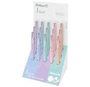 Pelikan Jazz Expositor con 15 Boligrafos Retractiles - Trazo de 1mm - Mecanismo de Giro - Recambio 337M Azul - Colores Pastel Surtidos