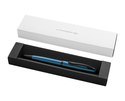 Pelikan Jazz Noble Boligrafo Retractil - Trazo de 1mm - Mecanismo de Giro - Recambio 337M Azul - Estuche de Regalo - Color Aguamarina