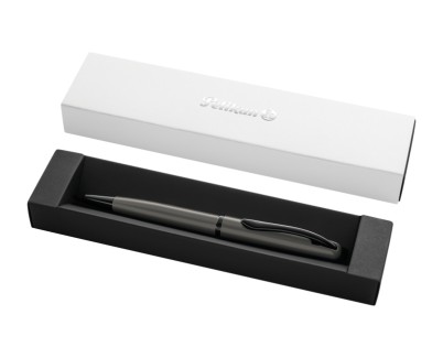 Pelikan Jazz Noble Boligrafo Retractil - Trazo de 1mm - Mecanismo de Giro - Recambio 337M Azul - Estuche de Regalo - Cuerpo Satinado - Color Gris Oscuro
