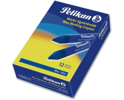 Pelikan Pack de 12 Ceras para Marcar - Resistente al Agua - Facil de Borrar - Ideal para Resaltar Texto - Color Azul