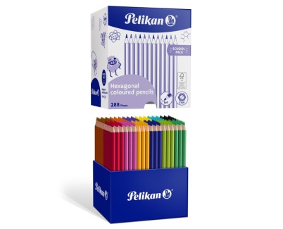Pelikan Pack de 288 Lapices de Colores - Hexagonales - Ideal para Mezclas y Superposiciones - 12 Colores Surtidos