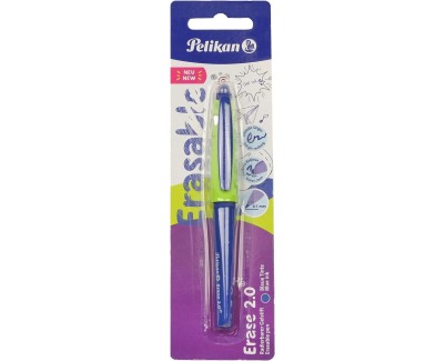 Pelikan Roller Erase 2.0 Boligrafo - Empu&ntilde;adura Ergonomica Antifatiga - Duracion Larga de la Tinta - Cuerpo del Mismo Color de Escritura - Color Azul