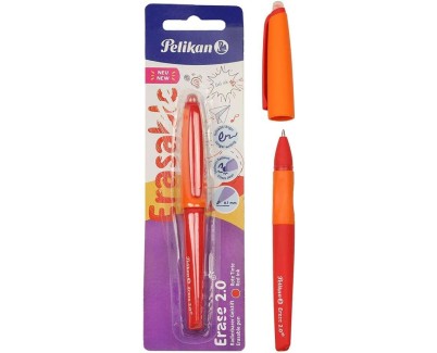 Pelikan Roller Erase 2.0 Boligrafo Trazo 0.7mm - Empuñadura Ergonomica - Larga Duracion de la Tinta - Diseño Fresco y Divertido - Color Rojo