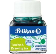 Pelikan Tinta China 523 10ml N.7 - Botella de 10ml - Ideal para Dibujo y Caligrafia - Resistente al Agua y de Secado Rapido - Color Verde Oscuro