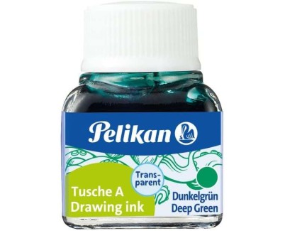 Pelikan Tinta China 523 10ml N.7 - Botella de 10ml - Ideal para Dibujo y Caligrafia - Resistente al Agua y de Secado Rapido - Color Verde Oscuro