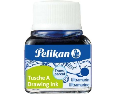 Pelikan Tinta China 523 10ml N.9 - 10ml - Resistente al Agua - Ideal para Dibujo y Caligrafia - Color Azul Ultramar