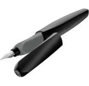 Pelikan Twist Pluma Estilografica Escolar Recargable - Plumilla de Acero Inoxidable Punto M - Cuerpo Color Negro (946806)