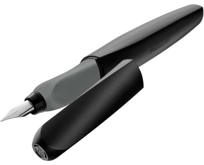 Pelikan Twist Pluma Estilografica Escolar Recargable - Plumilla de Acero Inoxidable Punto M - Cuerpo Color Negro (946806)
