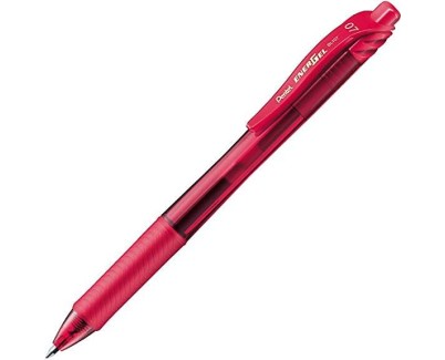 Pentel Energel X Boligrafo de Bola Retractil - Punta 0.7mm - Trazo 0.35mm - Tinta Gel - Recargable - Grip de Agarre - 50% de Materiales Reciclados - Color Rojo