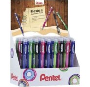 Pentel Fiesta II Expositor de 36 Portaminas HB 0.5mm con Goma - Incluye 2 Recargas - Grip de Goma - Diseño Ergonomico - Colores Surtidos