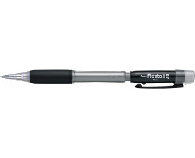 Pentel Fiesta II Portaminas HB 0.7mm con Goma - Incluye 2 Recargas - Grip de Goma - Dise&ntilde;o Ergonomico - Color Negro