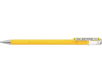 Pentel Mattehop Boligrafo de Bola - Punta 1mm - Trazo 0.5mm - Tinta de Gel Opaca - Fabricado con 55% de Materiales Reciclados - Color Amarillo