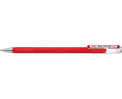 Pentel Mattehop Boligrafo de Bola - Punta 1mm - Trazo 0.5mm - Tinta de Gel Opaca - Fabricado con 55% de Materiales Reciclados - Color Rojo