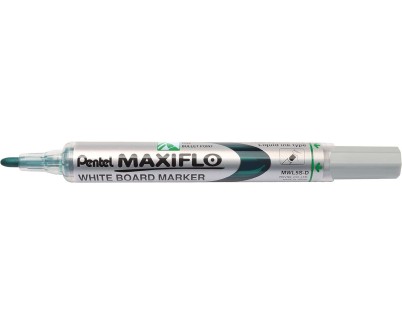 Pentel Maxiflo Rotulador para Pizarra Blanca - Punta de Bala - Ancho de Linea 2mm - Regulacion del Flujo de Tinta - 50% de Materiales Reciclados - Color Verde