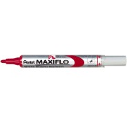 Pentel Maxiflo Rotulador para Pizarra Blanca - Regulacion del Flujo de Tinta - Punta de Bala - Ancho de Linea 2mm - 50% de Materiales Reciclados - Color Rojo