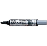 Pentel Maxiflo Rotulador para Pizarra Blanca - Regulacion del Flujo de Tinta - Punta Redonda - Ancho de Linea 2,5mm - 50% de Materiales Reciclados - Color Negro