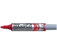 Pentel Maxiflo Rotulador para Pizarra Blanca - Regulacion del Flujo de Tinta - Punta Redonda - Ancho de Linea 2,5mm - 50% de Materiales Reciclados - Color Rojo
