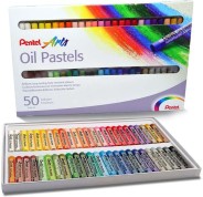 Pentel Oil Pastels Pack de 50 Pasteles Oleo - Blandos, Cremosos y de Secado Lento - Colores Surtidos