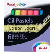 Pentel Oil Pastels Pack de 6 Pasteles Oleo Fluorescentes - Blandos, Cremosos y de Secado Lento - Colores Fluorescentes Surtidos