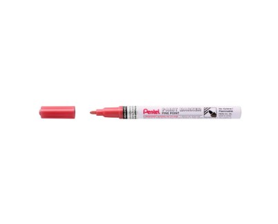 Pentel Paint Marker Marcador de Pintura - Punta Fina 2.9mm - Permanente en todas las Superficies - Resistente a Luz y Agua - Cuerpo de Aluminio - Color Rojo Perla